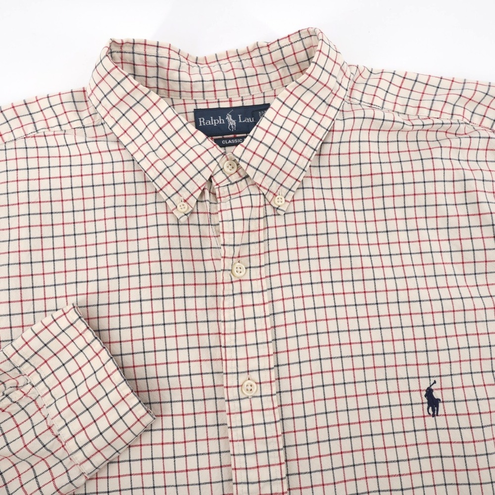 Polo Ralph Lauren Tattersall Button Down Long Sleeve Mens 2XB Big Shirt